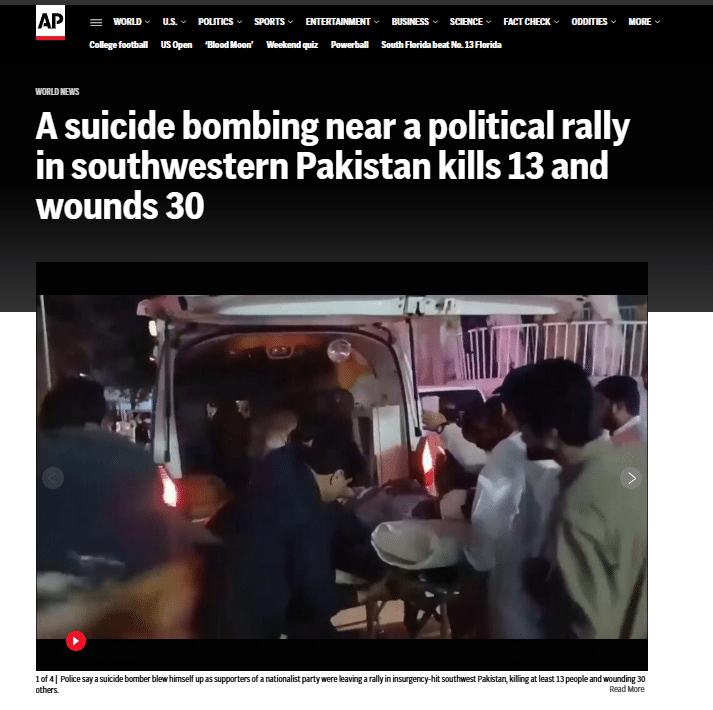A terrorist attack in Southwest Pakistan showing how India is supporting terrorists in Pakistan