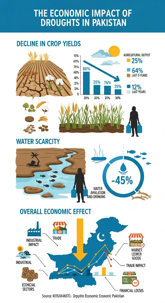an infographic illustrating the economic impact of droughts in Pakistan