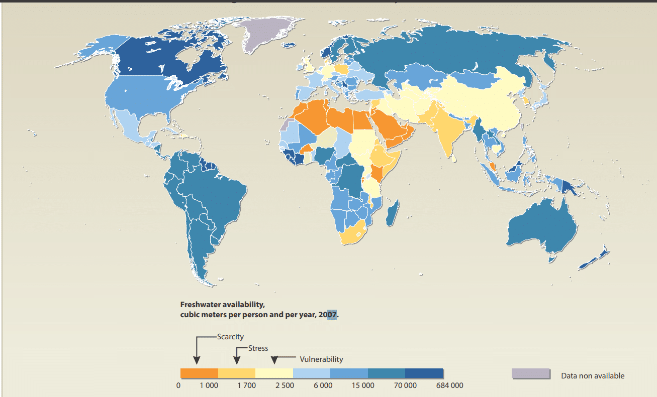 Map showing fresh water resources in Pakistan 