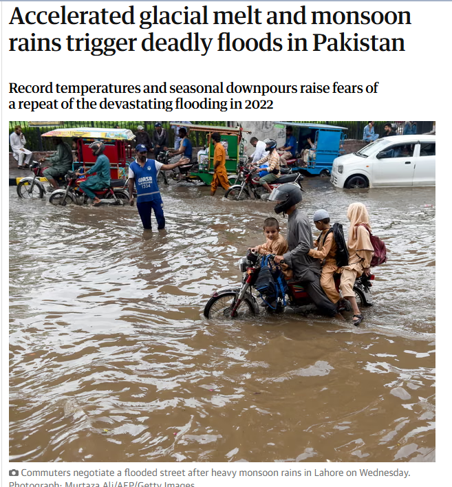 Melting glaciers are resulting in flood due to global warming