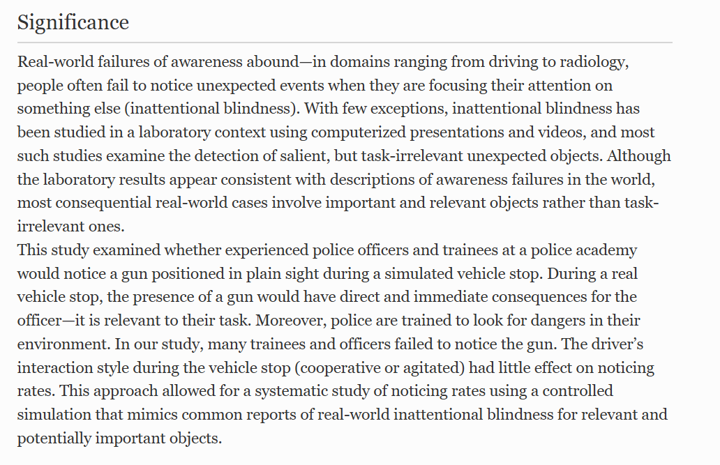 Real Life example inattentional blindness. 