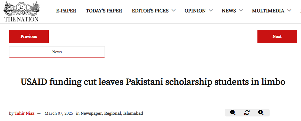 USAID funding cuts have left 530 flood-affected Pakistani students’ scholarships in jeopardy.