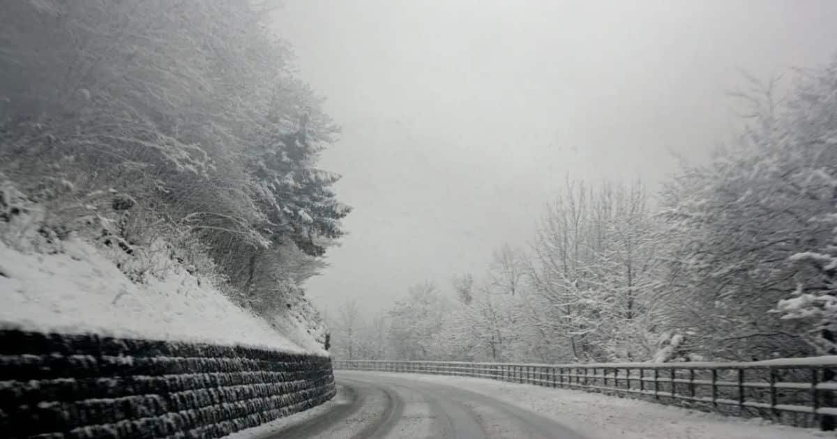 A snow-covered road