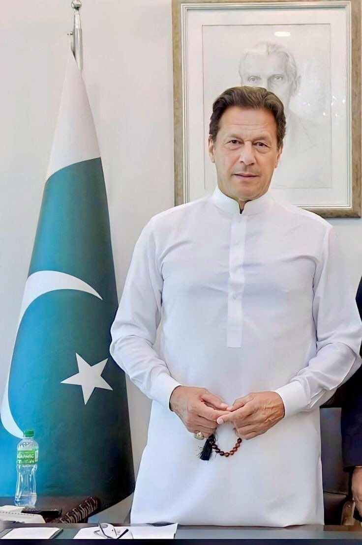 Imran Khan in Shalwar Qameez and Tasbeeh