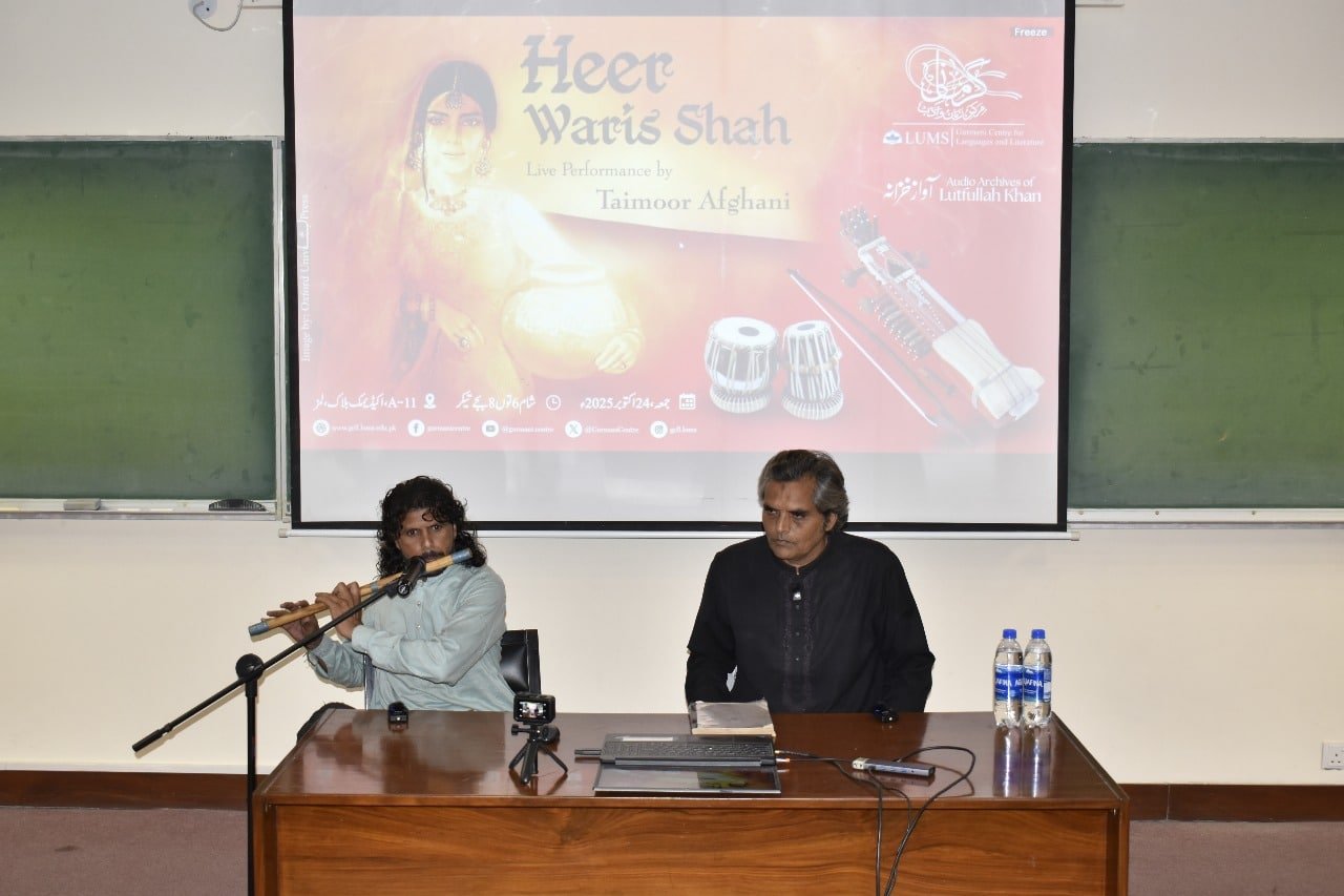 The image showcases Taimoor Afghani and Aijaz Khan performing Heer on flute. 