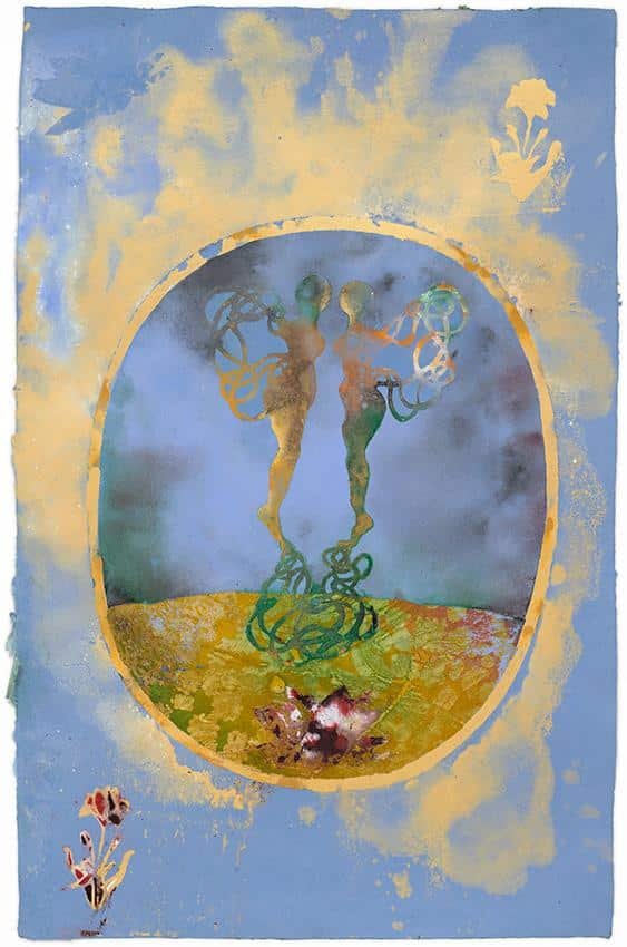  The image showcases a painting by Shahzia Sikander. 