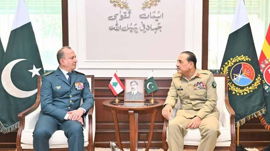Lebanese army chief meets Field Marshal Asim Munir at GHQ to discuss regional security